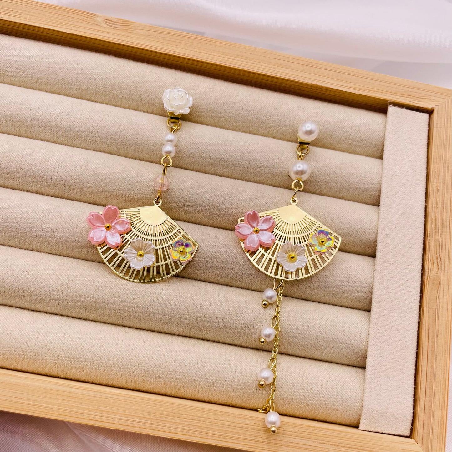 Cherry Blossom Pearl Drop Earrings