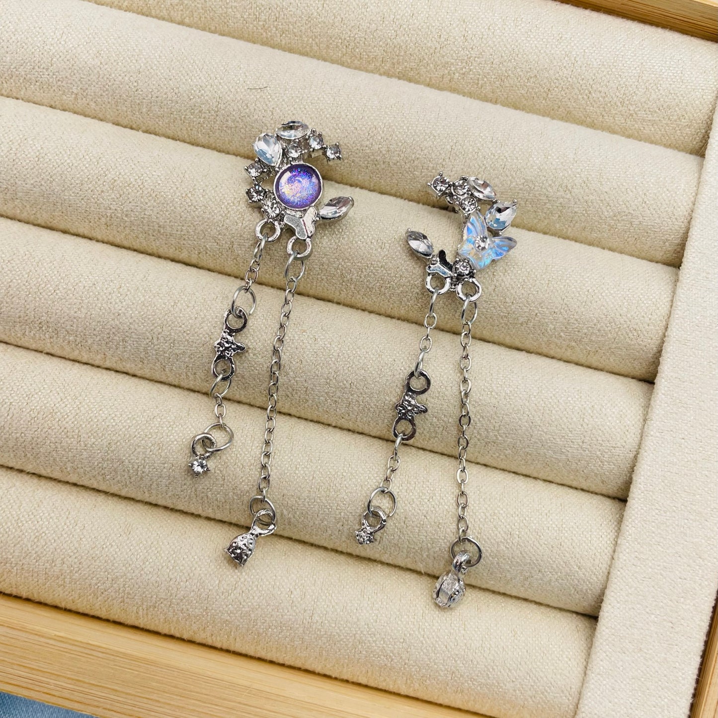 Butterfly Moon Tassel Earrings
