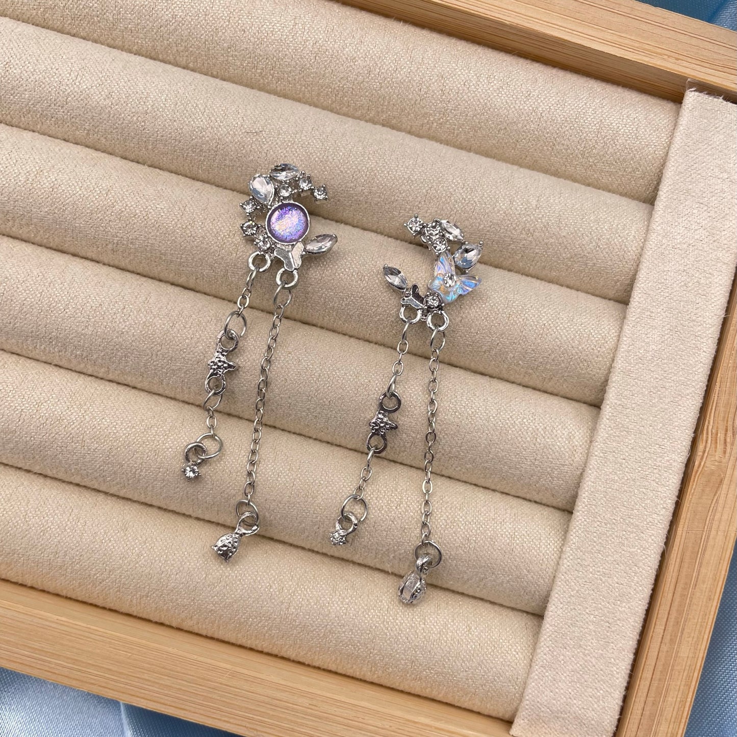 Butterfly Moon Tassel Earrings