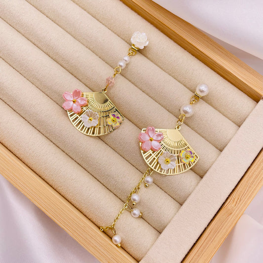 Cherry Blossom Pearl Drop Earrings