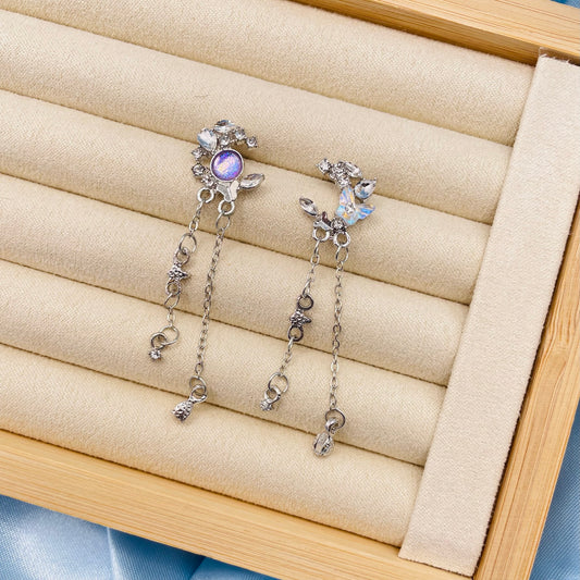 Butterfly Moon Tassel Earrings